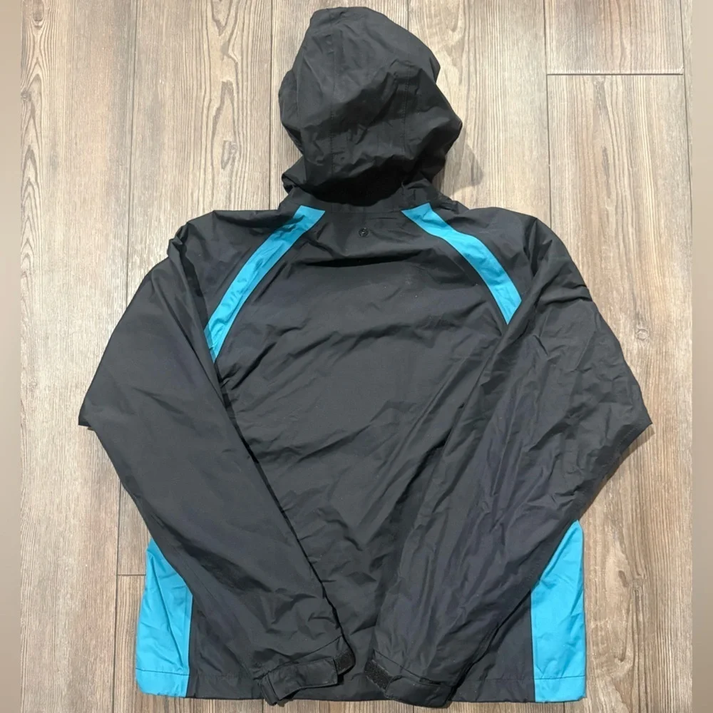 Coleman Outdoor Nylon Windbreaker Jacket Black Blue Hooded Medium Waterproof